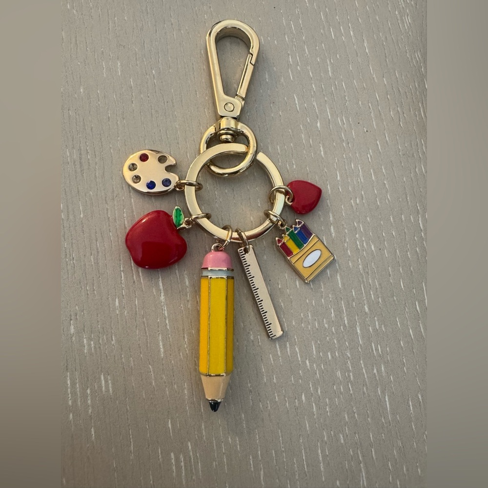 Teacher Red and Yellow Jewelry Charm Keychain. NWOT. Picture part of description